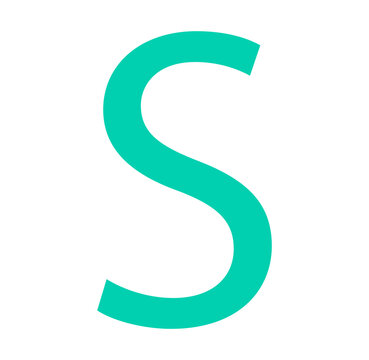 Modern green lowercase cursive letter s with smooth flowing