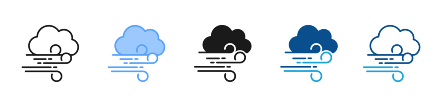 Windy Weather web icon with multiple style collection