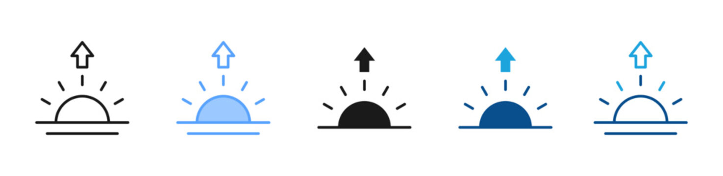 Sunrise web icon with multiple style collection