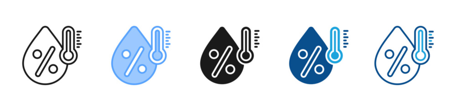 Humidity Level web icon with multiple style collection