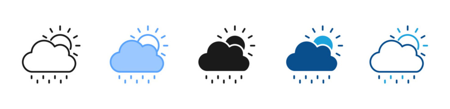 Sun Shower web icon with multiple style collection