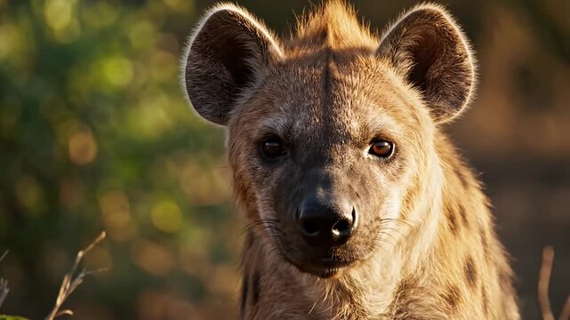 Portrait of a spotted hyena in Africa.