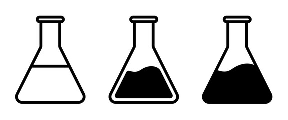 Science lab flask icon set line and solid chemistry beaker design © Mahmudul
