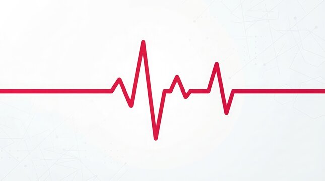Red heartbeat EKG line on white background representing pulse rate, cardiovascular health, life line, and medical cardiology concept
