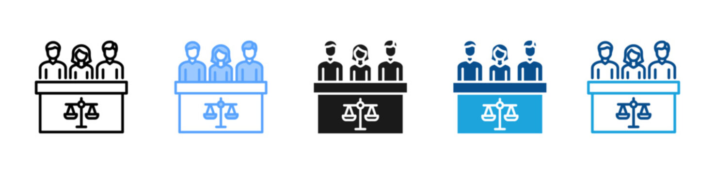 Court Hearing web icon with multiple style collection