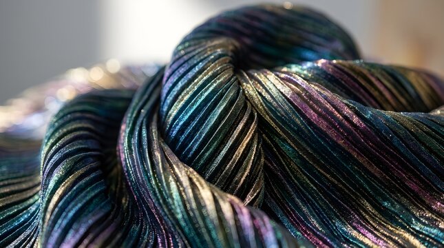 Vibrant Multicolored Yarn with Shine and Texture Close-Up