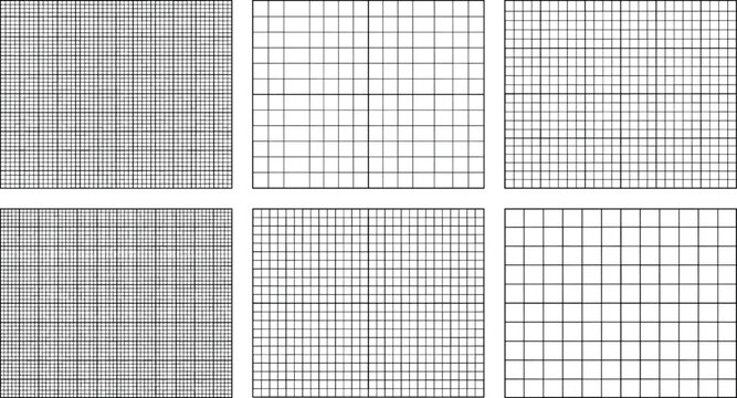 Abstract black and white graph paper grid pattern templates vector set featuring architectural blueprints engineering line textures and technical matrix layouts