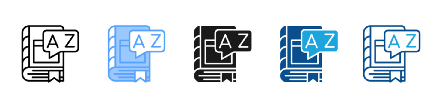 Language Dictionary web icon with multiple style collection