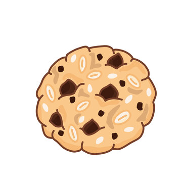 Oat Cookies with Chocolate Pieces Cute Hand Drawn Vector Illustration