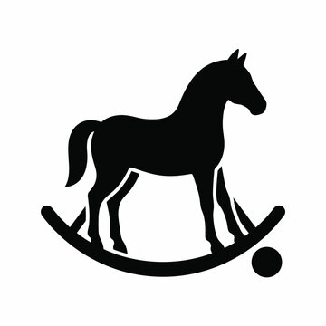 Black rocking horse silhouette vector