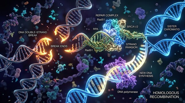Dna Homologous Recombination Process Showing Double Strand Break Repair and Genetic Synthesis Mechanism