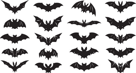 Fototapeta premium Hand Drawn Bat Silhouette Vector Illustration Collection