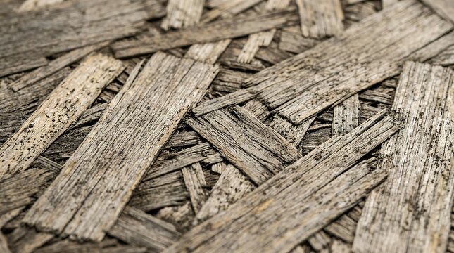 Close up view of rough weathered oriented strand board showing intricate compressed wood flake chip texture wood texture board background rough raw compressed flake chip construction material