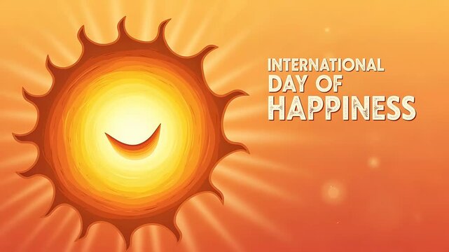 Stylized sun with a smile for happiness.