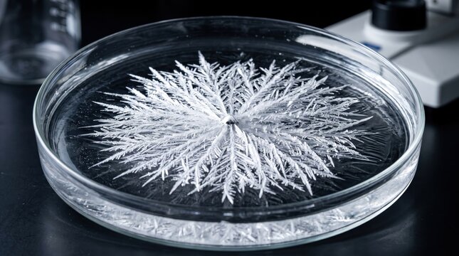 Supercooled water crystallization burst starburst ice texture