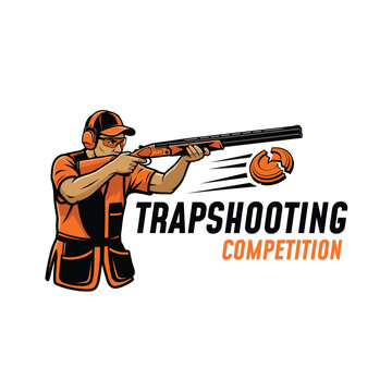 Illustration of Trapshooting Logo Design Vector Illustration