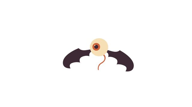 scary eyeball with bat wings for halloween animation element design