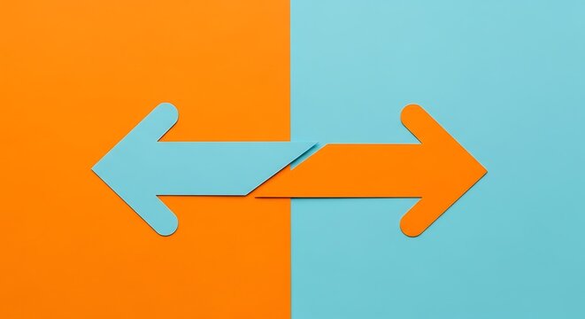 Two opposing arrows indicate change on split colored surfaces