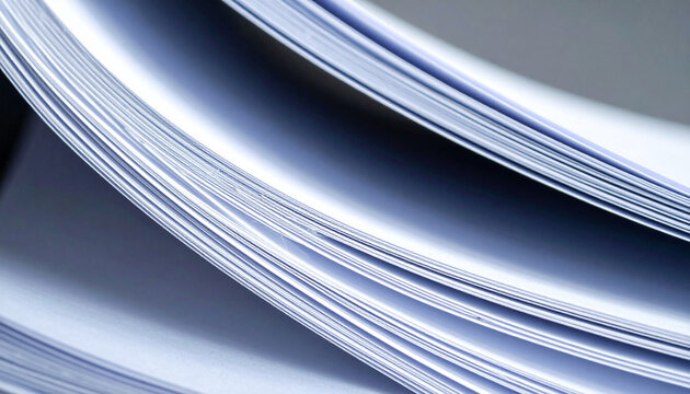 Stack of blank white paper sheets abstract macro detail for office background texture