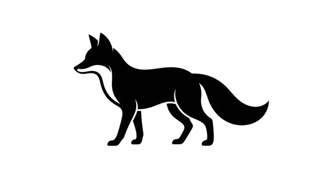 Black fox silhouette icon design walking on white background vector