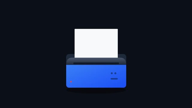 Modern Flat Illustration of a Desktop Printer Experiencing System Error with Warning Sign Animation