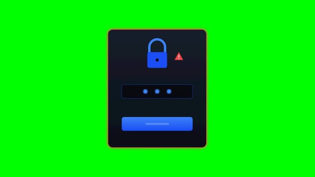 Cybersecurity Login Interface Animation with Password Input and Access Denied Error on Green Screen
