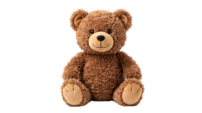 Brown teddy bear sitting isolated on a transparent background