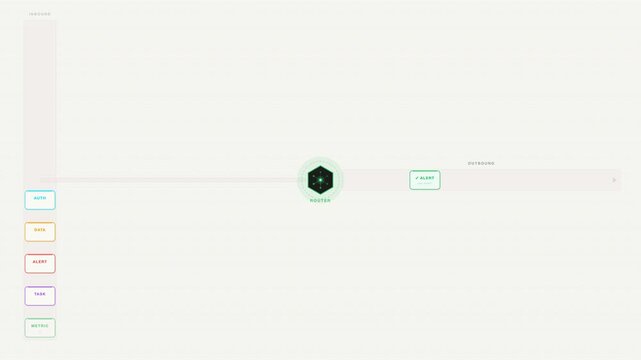 Minimalist digital timeline interface with colorful buttons and a central hexagon navigation element, suitable for web design projects.