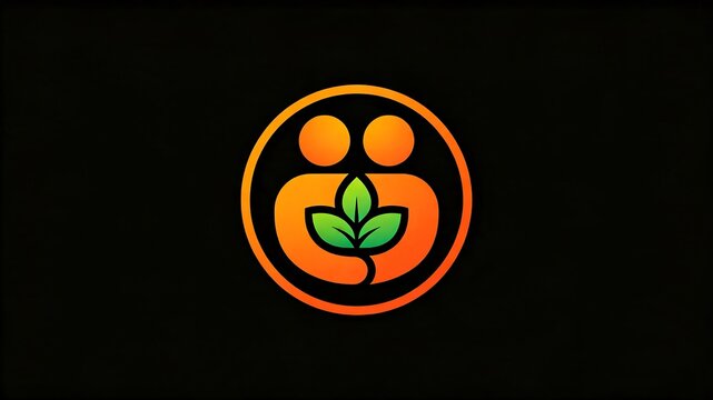Global Health and Wellness logo design with abstract human figures and green leaves