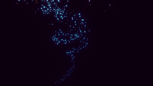 3D Render Abstract, glowing blue and orange abstract light patterns in 3D rendering.