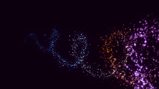 3D Render Dynamic, colorful 3D rendered abstract light trails forming intricate, swirling patterns against a dark background.