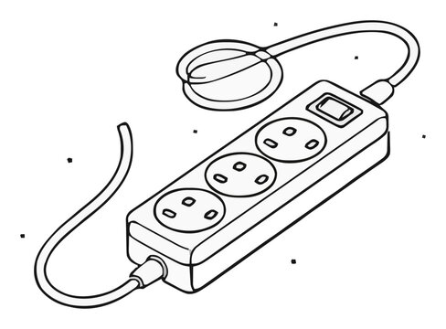 Isometric surge protector power strip vector line ar.... Generative AI