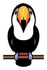 Naklejka premium Toco toucan bird front view vector illustration isol.... Generative AI