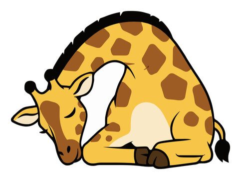 Giraffe sleeping peacefully front view flat vector v.... Generative AI