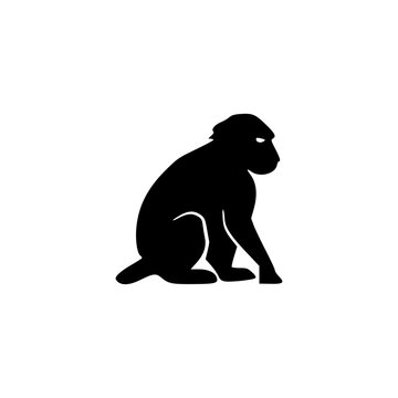 Solid black monkey or baboon silhouette vector icon