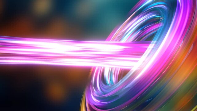 3D Render A mesmerizing burst of vibrant light trails that form intricate flowing patterns in a continuous