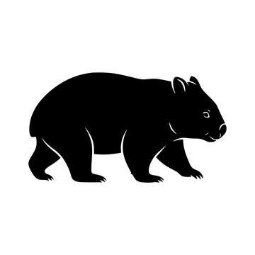 Waddling wombat silhouette animal illustration