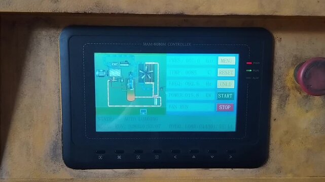 Air Compressor Digital Control Panel with Touchscreen Display and Start Stop Buttons