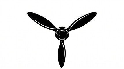 Black silhouette of a three blade airplane propeller vector © bimo