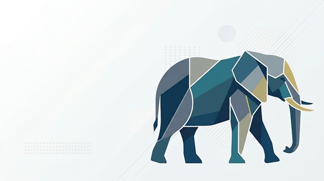 Simplified multi toned large mammal graphic utilizing clean lines and solid color blocks perfect for corporate presentation layouts background abstract flat elephant colored business presentation