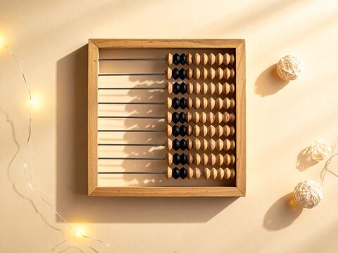 Wooden Abacus Calculation Tool for Early Childhood Mathematics Education and Mental Arithmetic Skill Development in Natural Lighting
