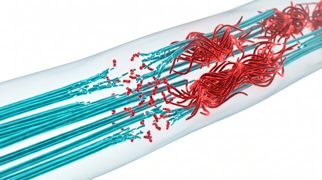 3D Microscopic Diagram of Tau Tangles and Microtubule Disintegration