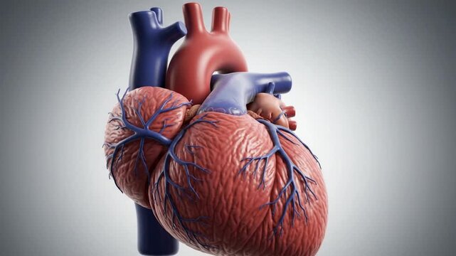 Human Heart Anatomical Model Rotating on Studio Background. 4K Video