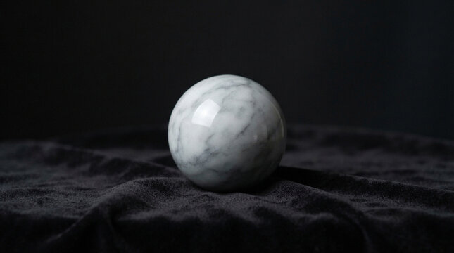 Polished Marble Sphere on Black Fabric