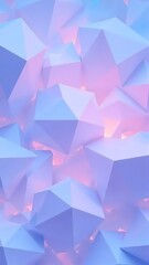 Fototapeta premium Low poly crystalline 3D render with soft blue to pink gradient 