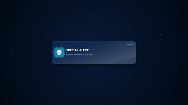 Special alert notification with secure shield icon