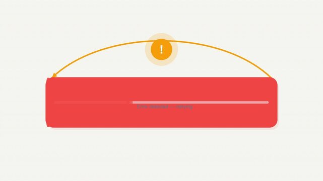 Red rectangle loader bar with golden arc light icon and yellow circular notification status element. Suitable for web design projects.