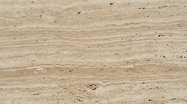 Full frame view of organic beige travertine marble showing a beautiful natural horizontal banding pattern with porous mineral textures travertine stone texture beige natural grain horizontal