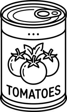 Canned Tomatoes Line Art Illustration