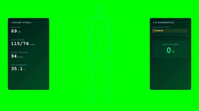 Premium AI medical diagnosis scan animation representing artificial intelligence, medical imaging, digital diagnostics, healthcare technology, disease detection, clinical analysis, and smart healthcar